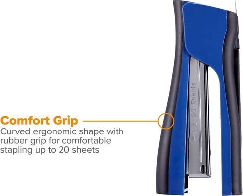Bostitch Office Dynamo Stand-Up Stapler with Built-in Pencil Sharpener, Staple Remover, Navy Blue