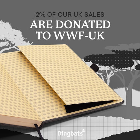 Dingbats - Wildlife Solid Medium Notebook, Grey Elephant, A5, Hardcover Notebook, PU Leather, Perforated Cream 100gsm