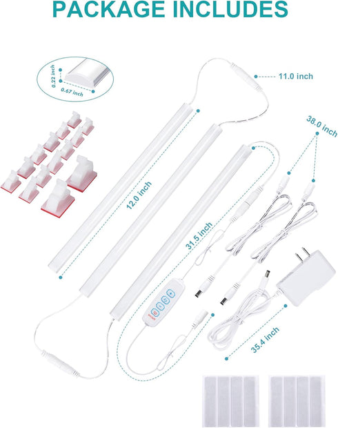 3 12 Inch 3 Counter Dimmable Closet, JUSJUBR Under Cabinet Lighting Plug in, Pcs Color Temperature Under Lights