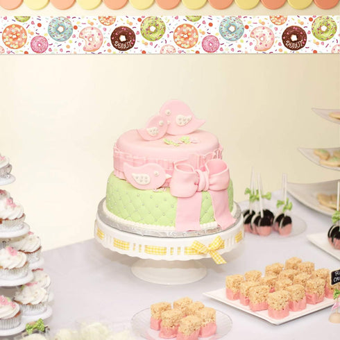 Donut Bulletin Board Border, 36ft Straight Classroom Decoration Roll for Family Party