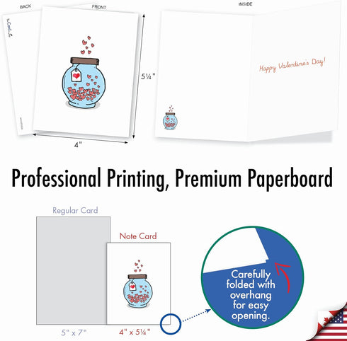The Best Card Company 20 Assorted Valentine's Day Cards Bulk Boxed Greetings (10 Designs, 2 Each) - Love Jar
