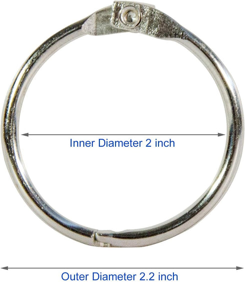 DESKEMAI 2 Inch 6 Pack Metal Nickel Plated Loose Leaf Binder Rings, Silver, for Key, Index and Flash Cards, fof School