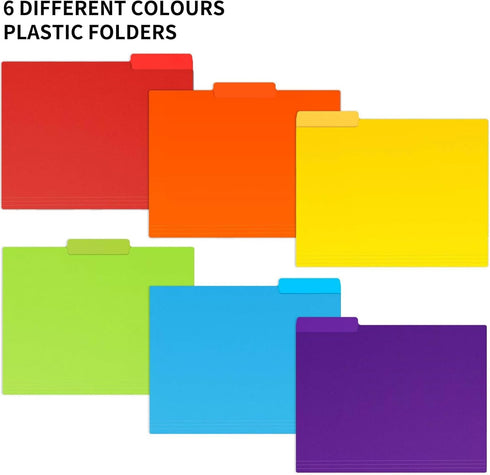 EOOUT 30pcs Colored File Folders, 8.6" x 11.6" Manila Plastic Folders, 3 Tab Poly Folder with Labels