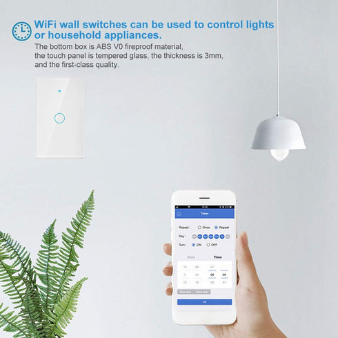 Remote Switch with Highly Sensitive Touch Keys, Suitable for Google, 1-Way AC (White)