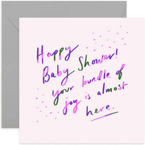 Old English Co. Neon Pink Happy Baby Shower Card - Expecting Parents