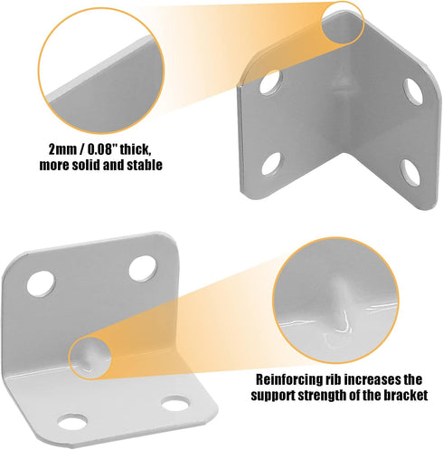 Waziaqoc 4 1 1.2 Inch 26 26 32mm 90 PCS x L Shape Shelf Bracket, White x x Metal Corner Brace, Degree Right Angle L