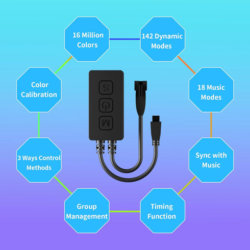 SP611E Bluetooth Music LED Controller for 1903B WS2812b WS2811 IC RGB Chasing Color LED Strip Addressable Sync Music Controller DC5V-24V APP/IR Remote Control(NOT for RGB LED Strip Without IC)