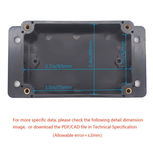 Zulkit Junction Box, ABS Plastic Dustproof Waterproof IP65 Electrical Boxes Project Enclosure, Black 3.94 x 2.68 x 1.97