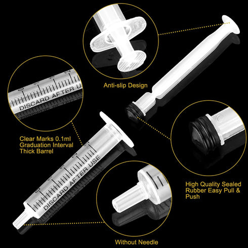 24 Pack 2.5ml Plastic Syringe with Cap, Sterile Syringe Individually Sealed for Labs, Measuring Liquids, Feed Pets, Oil or Glue Applicator