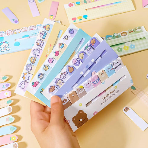 Cute Animals Plant Foods Mini Sticky Notes, 120 Sheets/Pack, 8 Styles Cartoon Flags for Students and Office