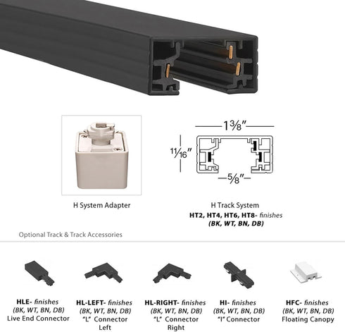 WAC Lighting H Track Left L Connector - White Finish