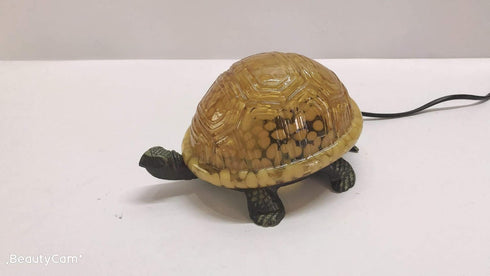 Brown Glass Turtle Night Light - Perfect for Study or Garden