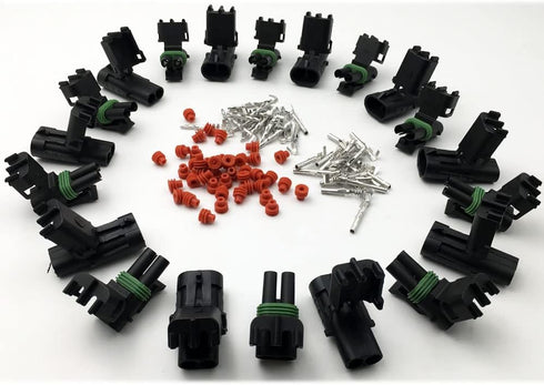 10 PACK 14-16 AWG Gauge 2 Pin Position Terminal Weather Pack Connector Male Female Set Weather Proof