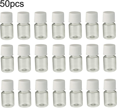 Othmro 50Pcs 5ml Plastic Bottles Lab Cylindrical Chemical Reagent Bottle Wide Mouth Laboratory Reagent Polyethylene Bottle Sample Sealing Liquid Storage Container for Food Store Transparent by Othmro