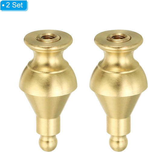 PATIKIL 2" 2 Set 1/4-27 Tall Brass Lamp Finials Cap Knob, Lamp Screw Holder Tapped for Table and Floor Lamp Shade