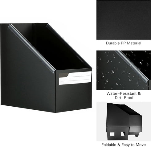 Marte Vanci Magazine File Holder 3 Pack, Plastic Folder Holder with Labels for Desk Organizer, Office Paper Storage