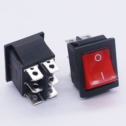 Twidec 2Pcs Rocker Switch 6 Pins 2 Position ON/ON AC 10A/125V 6A/250V DPDT Red LED Light Illuminated Toggle Switch