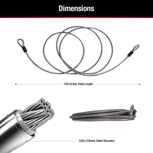 72DPF 15 1 Pack, Master Lock Steel Cable with Looped Ends, ft. Long, Black