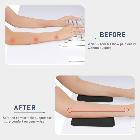 Leolee Elbow Elbow 1 Pack Rest Pads for Desk, Black Ergonomic Arm Rest Pads with Memory Foam & Non-Slip Base, Armrest