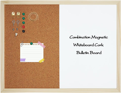 GDMINLO 16.5"x12.6" Dry Erase Cork Board, Bulletin Combination Board, Wall Mounted Memo Board for Home, School, Office