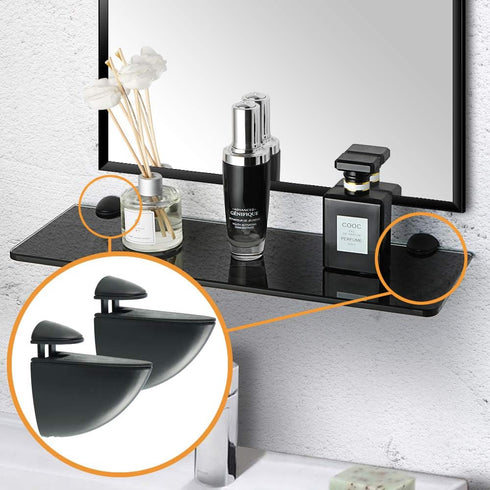 Alise 2 Pcs Adjustable Brackets for Board/Glass Floating Shelf, Wall Mount Support Holder Accessories (Black Finish)