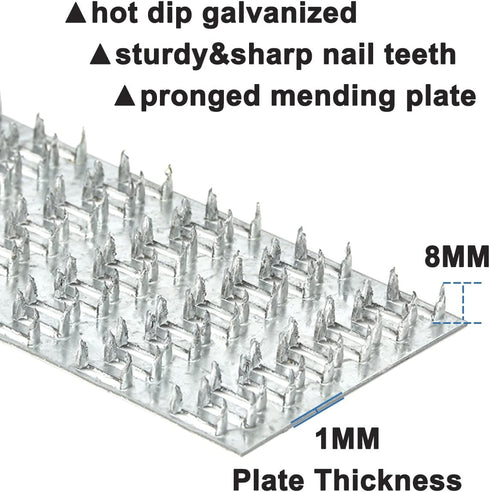 20 Pack Truss Plates 3x6 Inch, Pronged Truss Mending Plate with Nail Teeth for Roofing Wood Connector