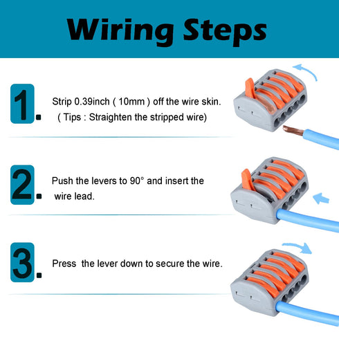 30 Pcs Lever Wire Connectors Kit, 2, 3 and 5 Port, Compact Splicing Electrical Insulated Terminals for 28-12 AWG