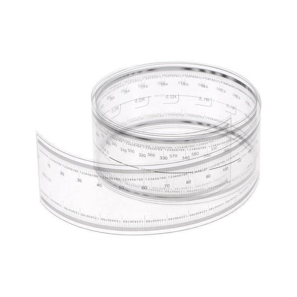 Film Flexible Ruler 60cm, 0.1mm Scale with R Angle & Width Lines, PET Plastic Folding Straight Ruler Measuring Tool