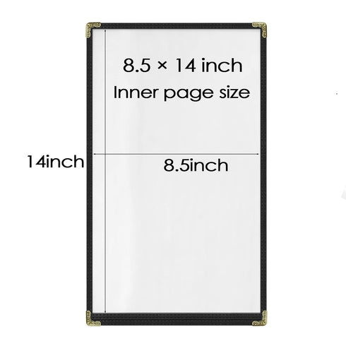 25 Pack 8.5 14 inch 2-View Menu Covers x - Black Vinyl Menu Holders with Clear Sleeves | Waterproof Restaurant Menu