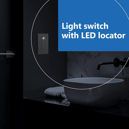 15A 120-277V, LCS2-1P-LA, LIDER Minimalist Design Matte Finish Lighted Double Switch, Combination Frameless Decorator