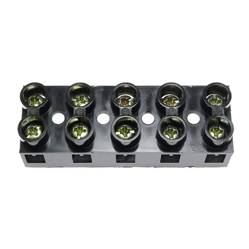 RLECS 500V 20A 5 Position Double Row Screw Terminal Block, Black Electrical Barrier Terminal Strip