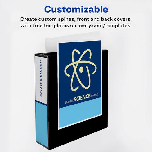 Avery Heavy-Duty 3 Ring Binder, 3 Inch One Touch Slant Rings, 1 Black Binder, 3.5" Spine (79100)