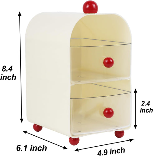 ZEXALOR Countertop Small Desk Organizer with Drawers for Makeup Nightstand Dresser Vanity Accessories,Tea Bag Holder