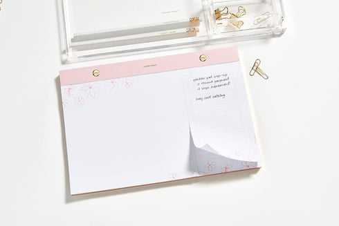 russell+hazel Riveted Paper Bloc Notepad, Blush with Gold Accents, Office Supplies, 10" x 7", 80 Sheets