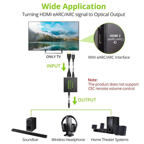2.1M 192kHz, Dolby 5.1 5.1, LiNKFOR eARC/ARC Audio Extractor, HDMI eARC to Optical Converter with Audio Signal