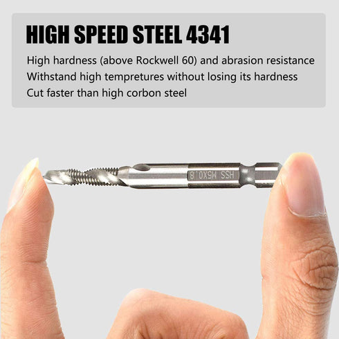 Hymnorq M5 x 0.8 Metric HSS 4341 Combination Drill and Tap Bit Set, 5pcs