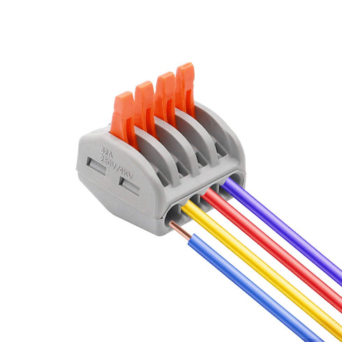 smseace 25 Pcs 4 Port Lever Nut Conductor Compact Wire Connectors for Fast Connection of Multiple Wires