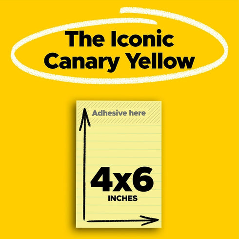 Original Pads in Canary Yellow, Lined, 4 x 6, 100-Sheet, 5/Pack