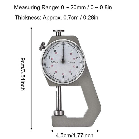 Thickness Gauge Metal Thickness Gauge, 0-20mm Measuring Tool for Jewelry, Paint, Paper/Film Thickness Meter