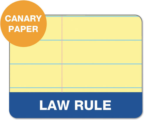 Tops Docket Writing Pads, 100 Sheets, Extra-Strong Back, 8-1/2" x 11-3/4", Perforated, Canary, 6 Pack (63396)