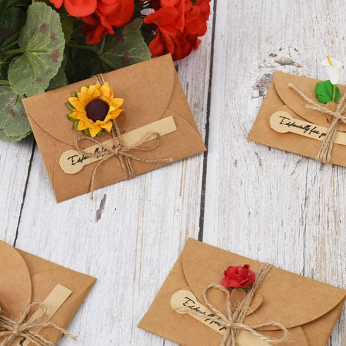 Flower Card Envelopes, Cute Envelopes Small Card Holders Mini Seed Envelopes with Heart Shaped Clasp 10PCS 4 x 2.75 inch by Hagao