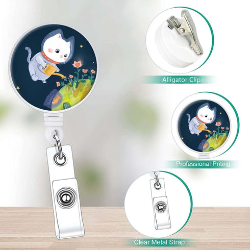 Yecitona Retractable Badge Reel Cute Badge Holder with Alligator Clip Nurse Name Decorative Badge Reels on ID Card