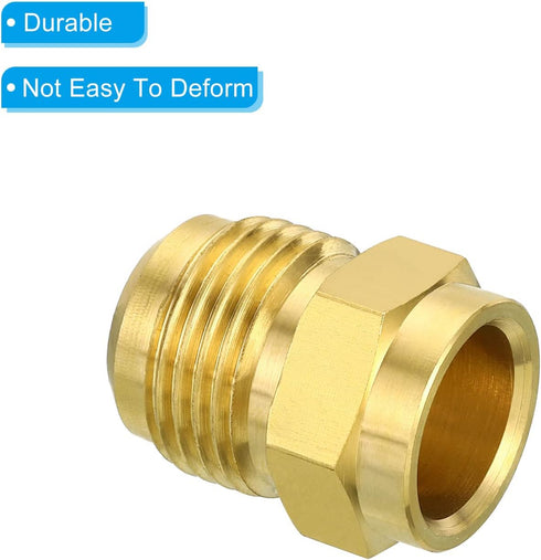 PATIKIL 5/8 SAE Male Thread Brass Flare Tube Fitting, 2 Pack Pipe Adapter Connector for Plumbing HVAC