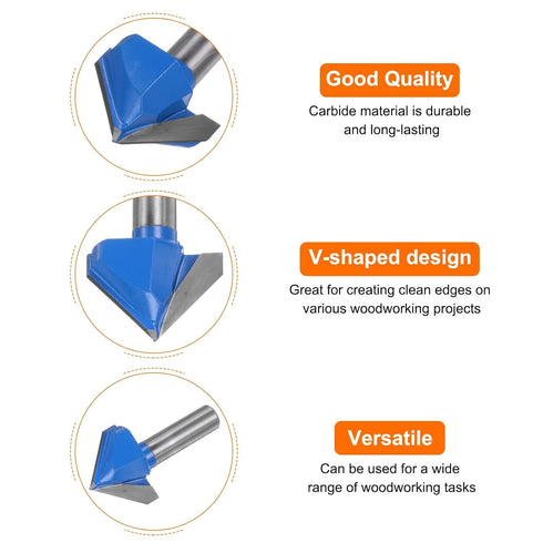 Router Bits 1-1/2" Dia 1/2" Shank Carbide V Type End Mill for Woodworking Carpentry Engraving Cutter Tools