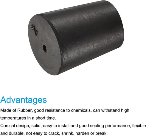 MECCANIXITY Rubber Tapered Plug 16mm to 20mm Black with Hole, Test Tubes Bungs Stopper, 10 Pieces