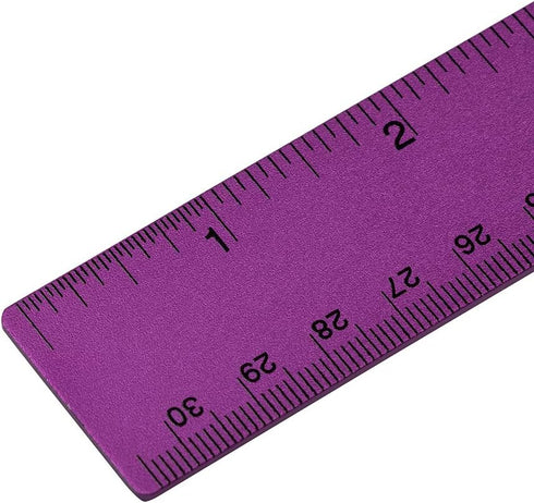 JAM PAPER Strong Aluminum Ruler - 12 Inch Metal Ruler with Non-Skid Cork Backing - Purple Metallic