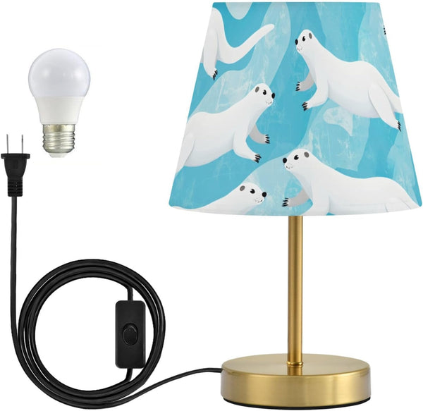 ALAZA Table Lamp for Bedroom Nightstand White Otter Nautical Coastal Bedside Lamp