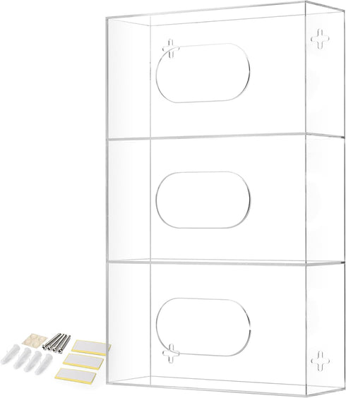 Storage Standard Triple Glove Box Holder Wall Mount Glove Dispenser - Disposable Glove Holder