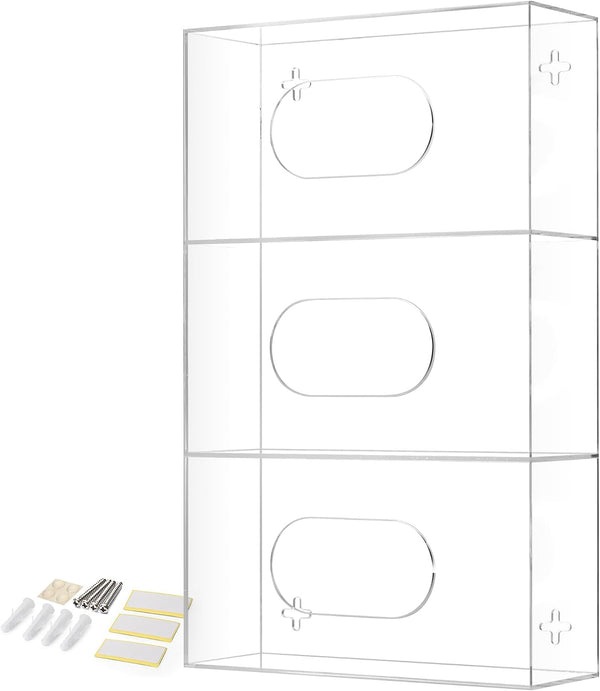 Storage Standard Triple Glove Box Holder Wall Mount Glove Dispenser - Disposable Glove Holder