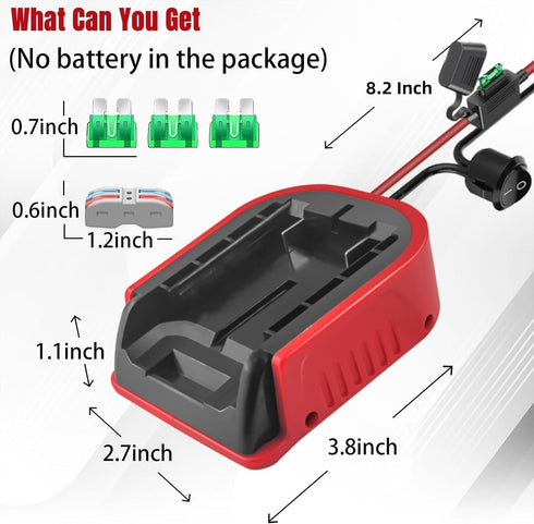 EID 2 Pack for Power Wheel Battery Adapter Fit for Craftsman 20V V20 Battery with Wire Connector, 14 Gauge Wire, 30Amp Fuse and Switch Button, DIY for Rc Car, Robotics, Rc Truck, and Work Lights